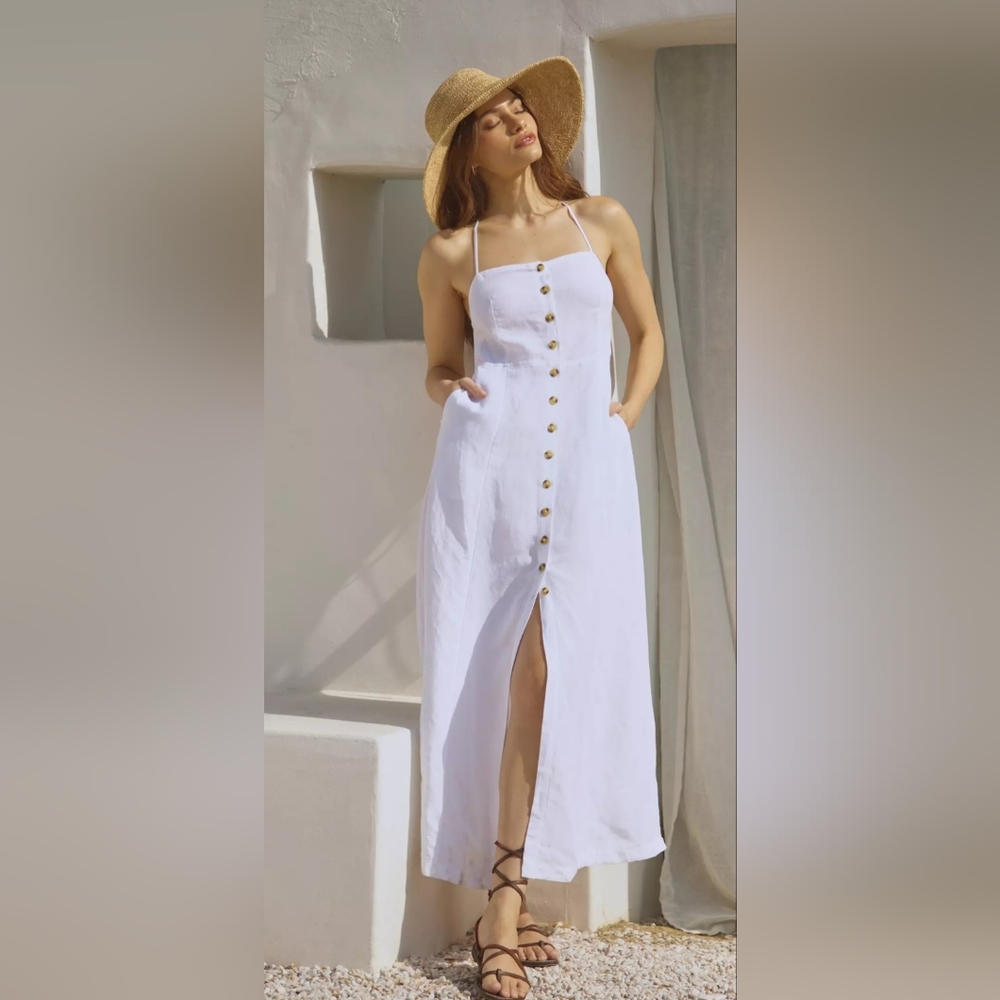 Anthropologie Sleeveless Button-Front Midi Dress